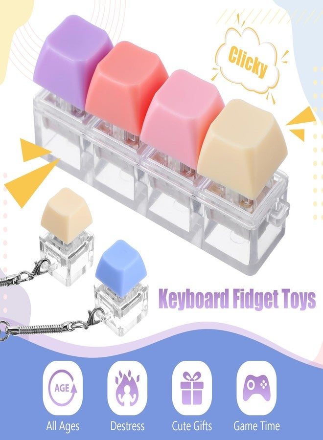 AOZUO Keyboard Fidget Toy, 3pcs Decompression Keyboard Clicker Toys Portable Mechanical Fidget Keyboard Keychain Fidget Keyboard Button Stress Relief Suitable for Adults to Relieve Pass The Time - Image 3